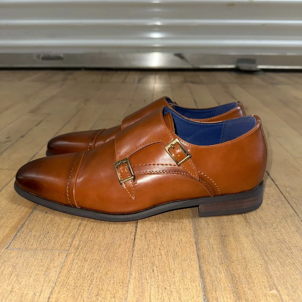 Bruno Marc Hutchingsonwide 2 Formal Shoes Mens 6.5 Brown Leather Monk Strap‎